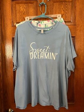 Cacique Lane Bryant Sleep 22/24 Pajama Short Set With Pockets Blue Floral
